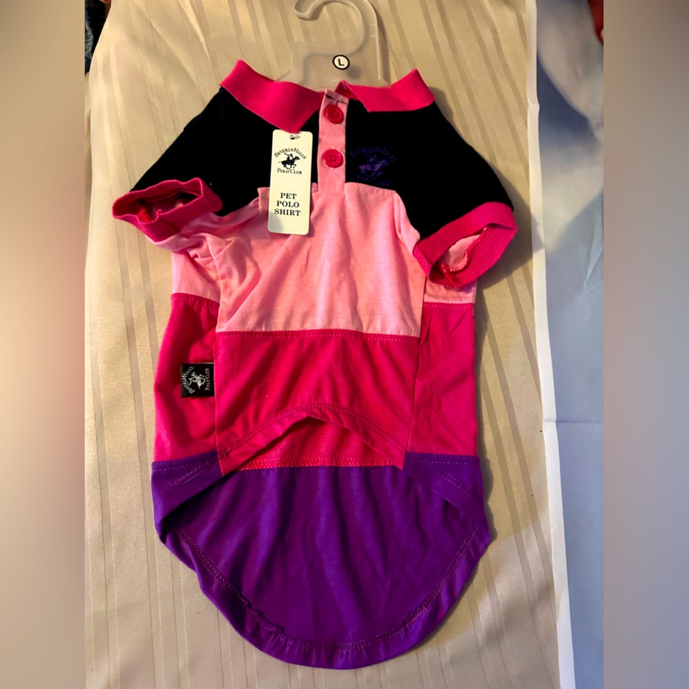 NWT Beverly Hills Polo club Large collared shirt in purple and pink. 8”- 9” ptp